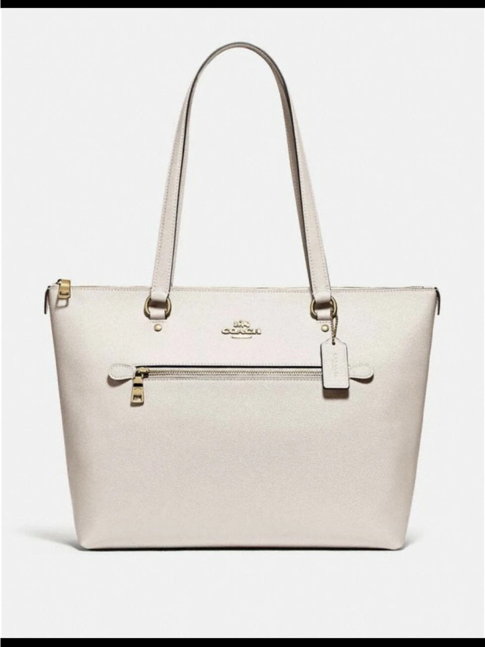 NWT Coach Chalk Leather Zip-Top Tote with Gold Hardware